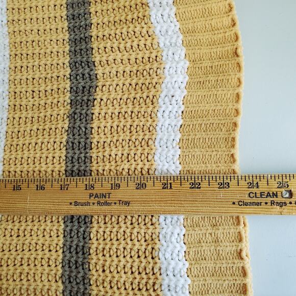 Pol Women Chunky Cozy Yellow Stripe Knit Sweater M Oversize Boxy Cabincore Fall - Picture 6 of 7